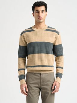 SELECTED HOMME - Organic Cotton Colourblocked Beige Sweater