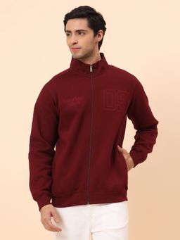 Cantabil - Breathable & Soft With Color Fastness Regular Fit Wine Sweatshirt