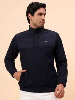 Cantabil - Breathable & Soft With Color Fastness Regular Fit Navy Blue Sweatshirt