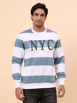 Cantabil - Breathable & Soft With Color Fastness Regular Fit Blue Sweatshirt