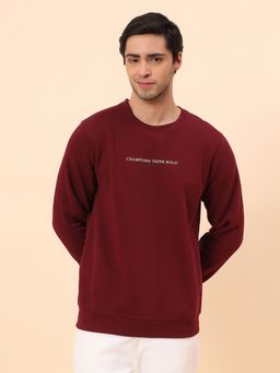 Cantabil - Breathable & Soft With Color Fastness Regular Fit Maroon Sweatshirt