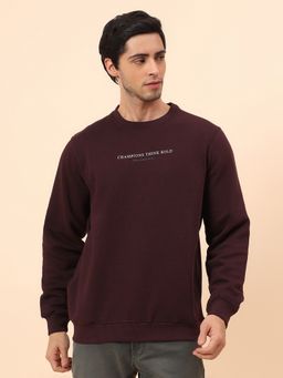 Cantabil - Breathable & Soft With Color Fastness Regular Fit Wine Sweatshirt