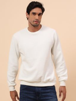 Cantabil - Breathable & Soft With Color Fastness Regular Fit Off White Sweatshirt