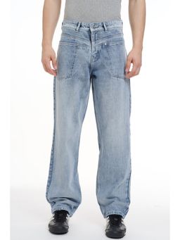 Bonkers Corner - Chalk Wash Straight Fit Blue Jeans
