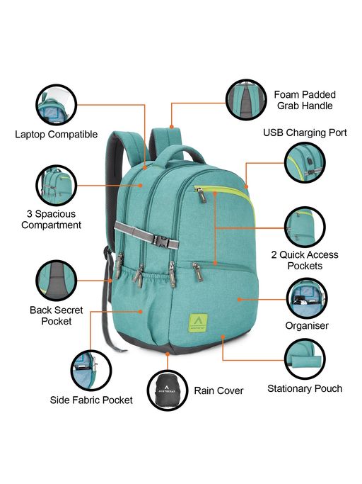 aristocrat gusto 1 green laptop backpack Buy Aristocrat Polyester 32L Matt Laptop Backpack Green For Men & Women  Online