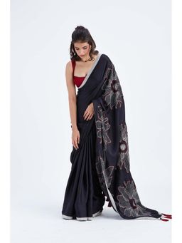 Hasttvam - Zaira Black Embroidered Saree with Unstitched Blouse
