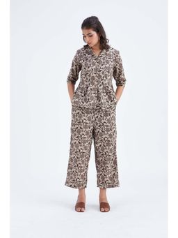 Hasttvam - Zola Beige Floral Print Co-Ord (Set of 2)