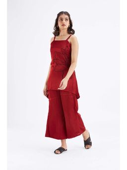 Hasttvam - Alina Red Embroidered Co-Ord (Set of 2)