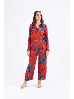 Hasttvam - Yuna Red Floral Print Co-Ord (Set of 2)