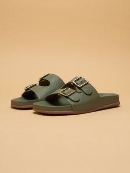 ERIDANI - Alena Buckle Green Sandals