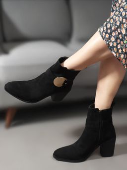 Carlton London - Black Outdoor Solid Women Casual Boots
