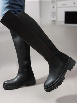 Carlton London - Black Outdoor Solid Women Casual Boots