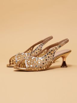 ERIDANI - Kiara Embellished Slingback Rose Gold Heels