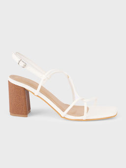 IYKYK by Nykaa Fashion - White Solid Strappy Sling Back Block Heels