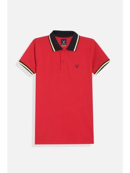 Allen Solly - Boys Red Regular Fit Polo Neck T-shirt