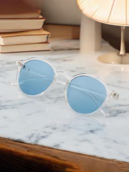 TED SMITH - Unisex UV Protected Blue Lens Round Sunglasses (50)