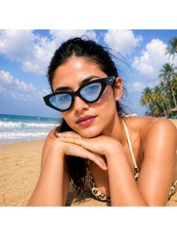 Stood - Unisex UV Protected Blue Lens Cat Eye Sunglasses (53)
