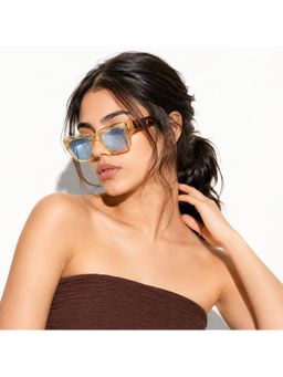 Stood - Unisex UV Protected Blue Lens Rectangle Sunglasses (50)