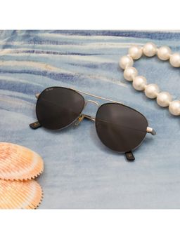 TED SMITH - Unisex UV Protected Grey Lens Aviator Sunglasses (56)