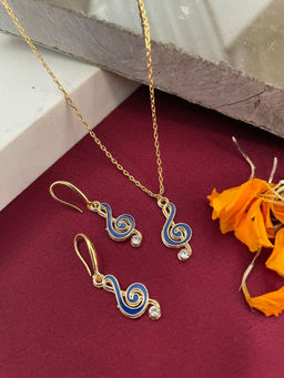 Digital Dress Room - Blue Musical Note Charm Necklace Set