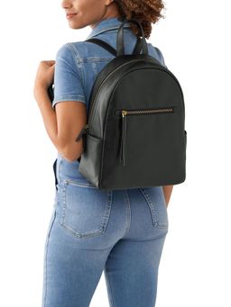 Fossil - Megan Solid-Plain Black Leather Backpack (M)