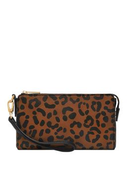 Fossil - Wristlet Animal Printed Brown Cotton Wallet (S)