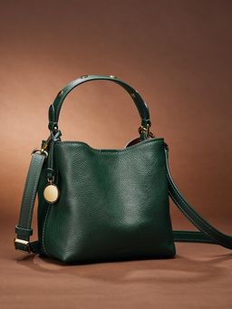 Fossil - Jessie Solid-Plain Green Leather Crossbody Bag (M)