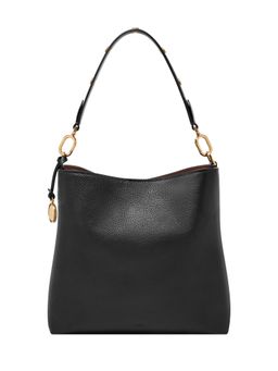 Fossil - Jessie Solid-Plain Black Leather Shoulder Bag (M)