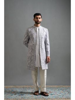 Gargee Designers - Shvetindra Grey Jacket with Kurta and Pant