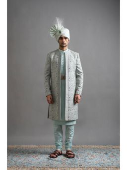 Gargee Designers - Zayaan Mint Green Sherwani with Kurta and Churidar