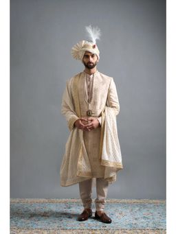 Gargee Designers - Vivaan Beige Sherwani with Kurta and Churidar