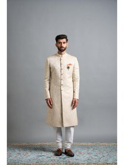 Gargee Designers - Ishir Paisley Ivory Sherwani with Kurta and Churidar