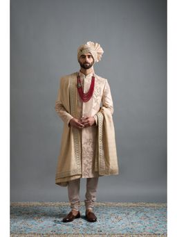Gargee Designers - Yuvraj Beige Sherwani with Kurta and Churidar