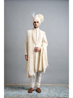 Gargee Designers - Arnav Ivory Sherwani with Kurta and Churidar
