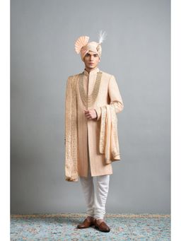 Gargee Designers - Hridaan Peach Sherwani with Kurta and Churidar