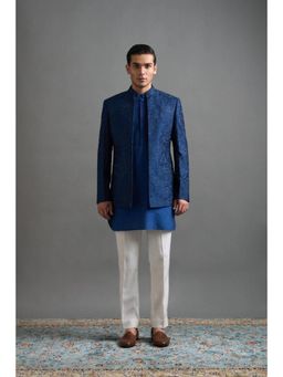 Gargee Designers - Sapphire Regal Blue Jacket with Kurta and Pant
