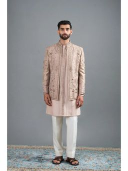 Gargee Designers - Surya Beige Jacket with Kurta and Pant