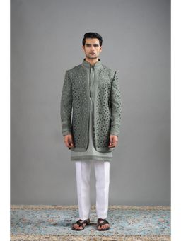 Gargee Designers - Vana Green Jacket with Kurta and Pant
