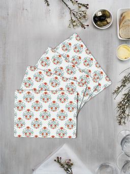 Space of Joy - Orange Indian Motif Premium Printed Rectangular MDF Wooden Placemats