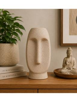 Ashnam - Sand Finish Abstract Face Artistic Textured Decorative Vase