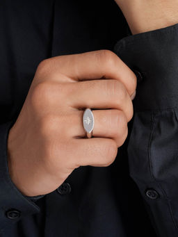 Zavya - Classic Rhodium Plated 925 Sterling Silver Men's Ring