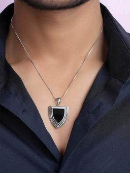 Zavya - Timeless Rhodium Plated 925 Sterling Silver Men's Pendant Necklace