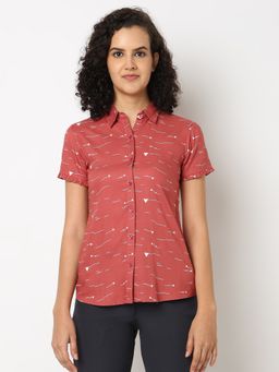 Not So Pink - Printed Peach Half Sleeve Shirt