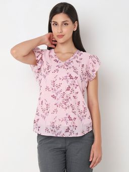 Not So Pink - Floral Printed Pink Top