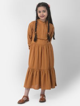 CRIMSOUNE CLUB - Girls Mustard Ruffle Dress