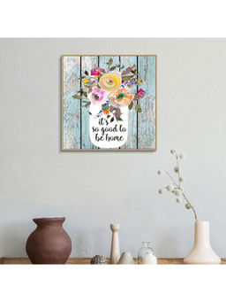 HomeTown - Simon Floral Jar Glossy Mdf Print Painting, Multicolor 30X30Cm