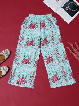 Cherry & Jerry - Turquoise Rayon Printed Palazzo