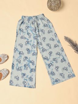 Cherry & Jerry - Grey Rayon Cycle Printed Palazzo