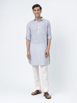 Fabindia - Blue Cotton Woven Pathani