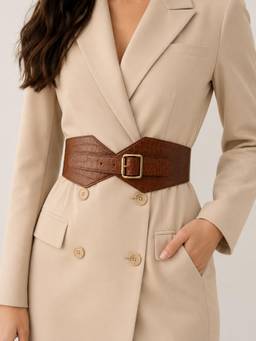SSN BELTS - Women Brown Textured Belt